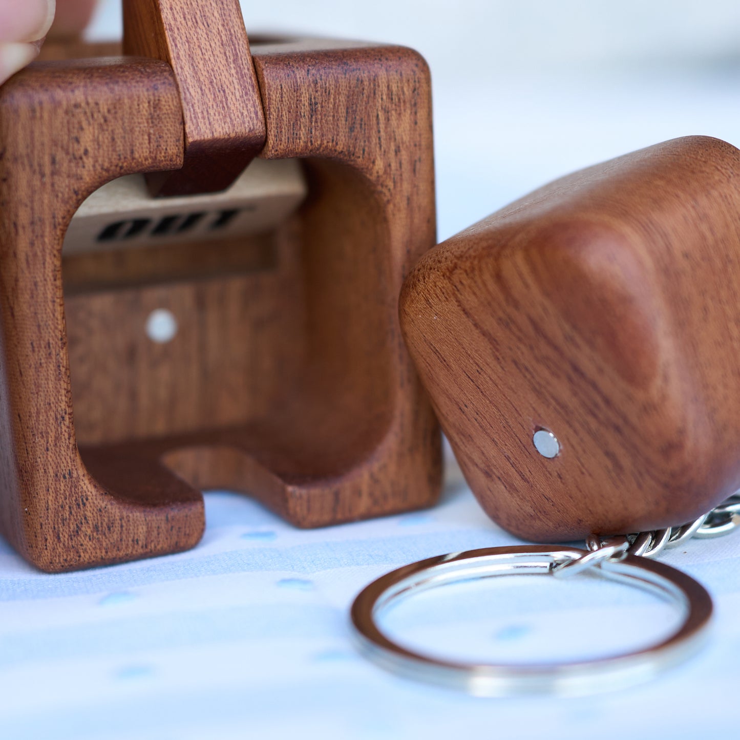 Home Tag, Solid Wood Keychain & Base