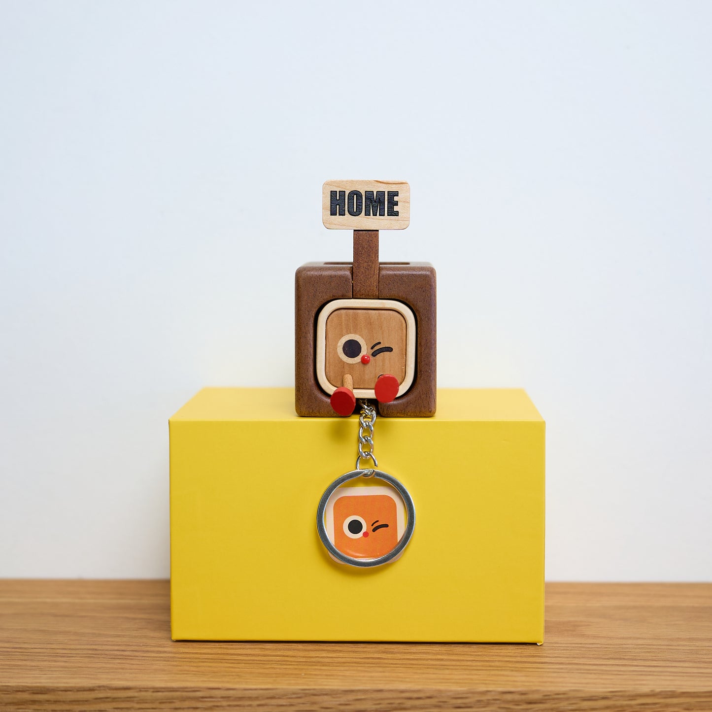 Home Tag, Solid Wood Keychain & Base