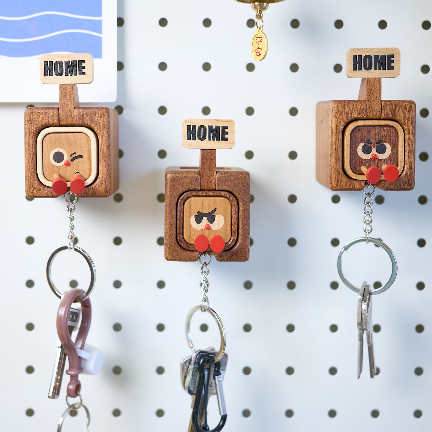 Home Tag, Solid Wood Keychain & Base