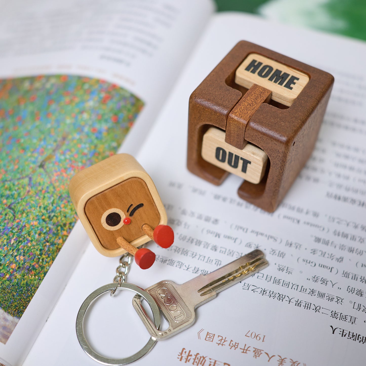 Home Tag, Solid Wood Keychain & Base