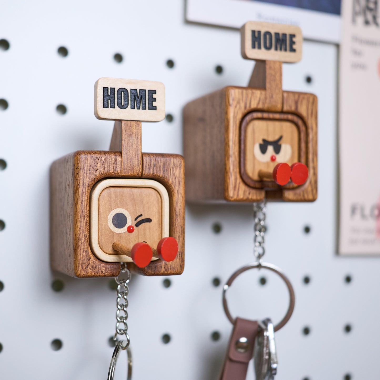 Home Tag, Solid Wood Keychain & Base