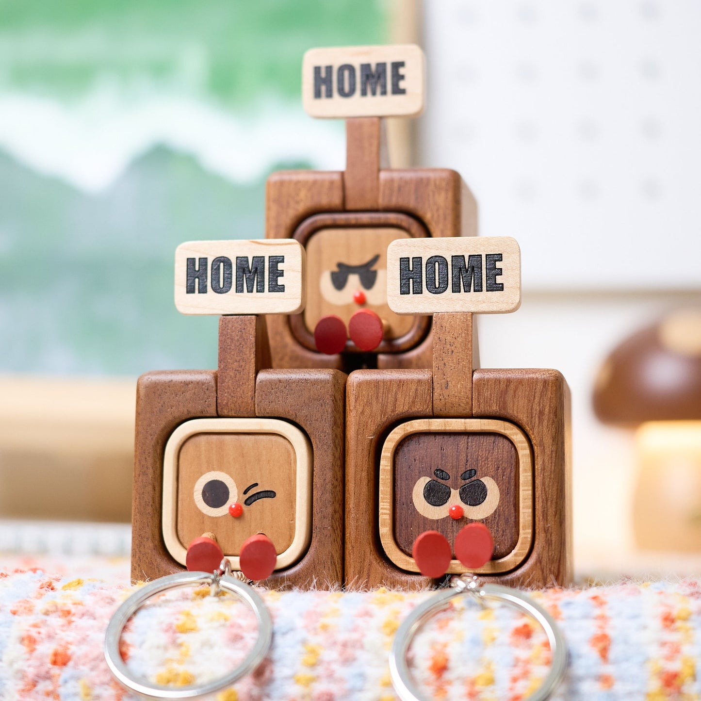 Home Tag, Solid Wood Keychain & Base - Longgoods