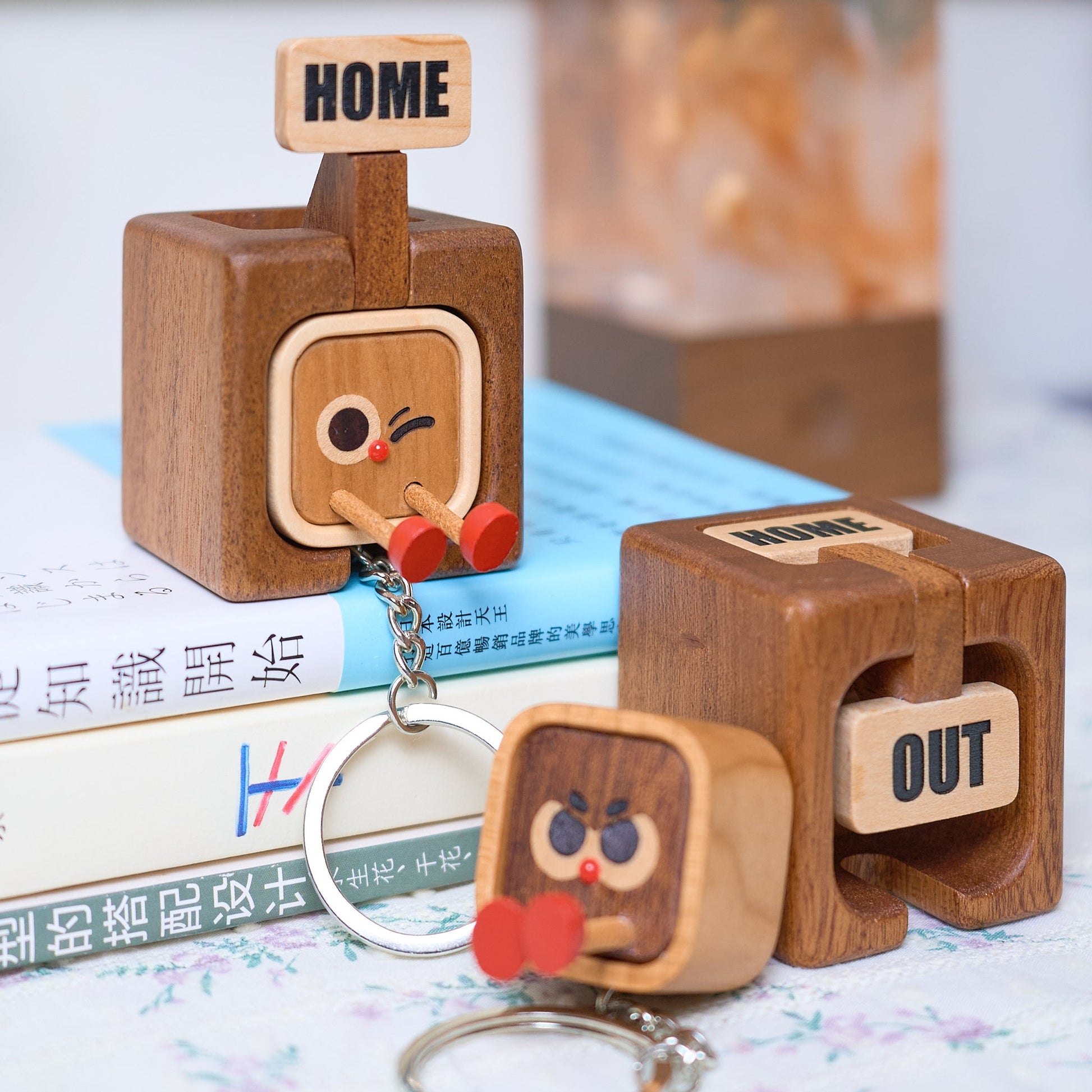 Home Tag, Solid Wood Keychain & Base - Longgoods