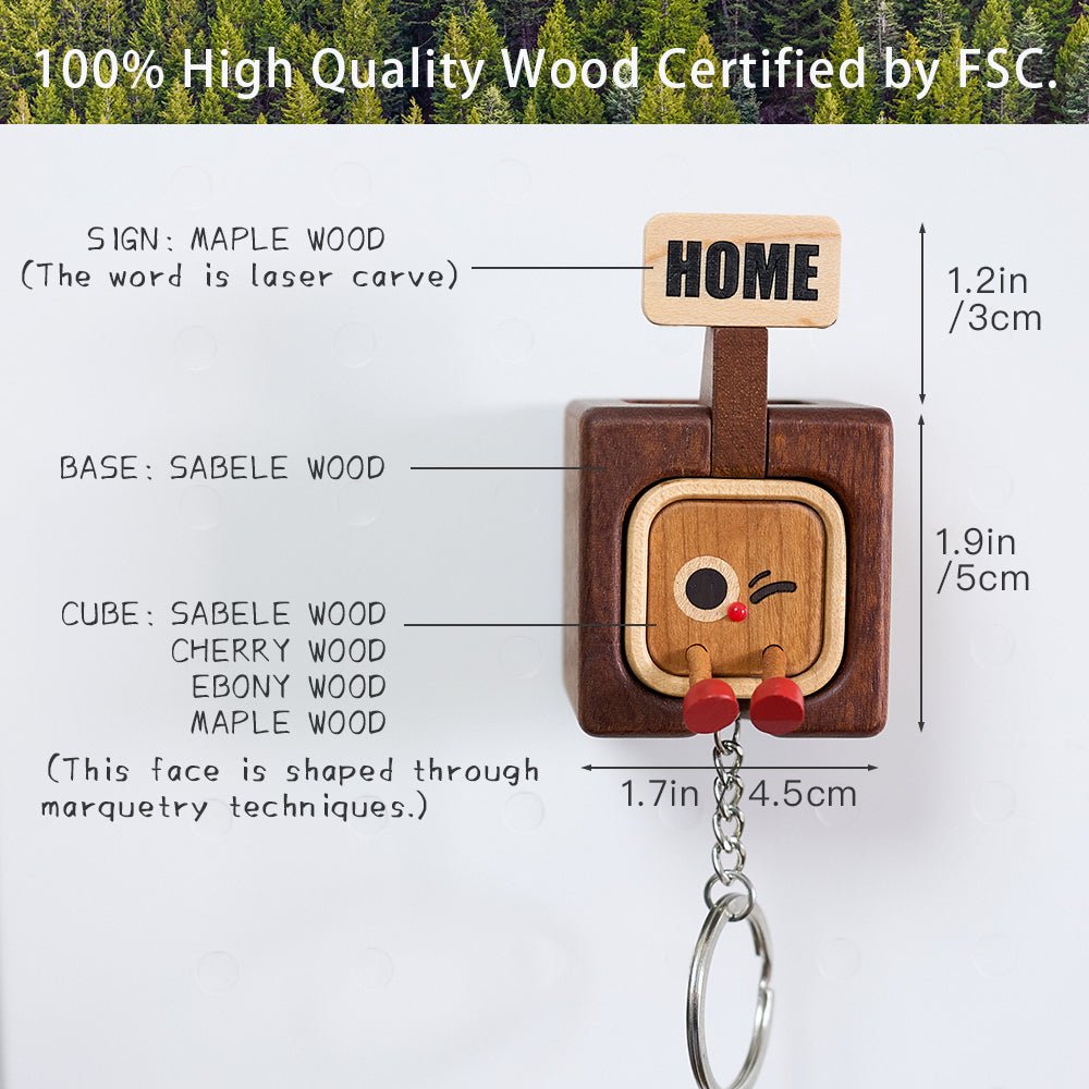 Home Tag, Solid Wood Keychain & Base - Longgoods