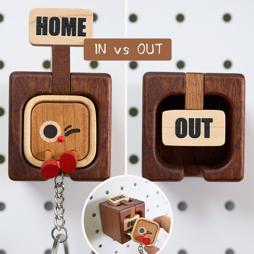 Home Tag, Solid Wood Keychain & Base